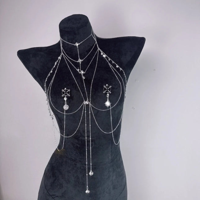 2026 Body Chain with Nipple Clamps Collar All-in-One BDSM Training Set Paired with Waist Chain Unisex Sexy Accessories Sex Toys