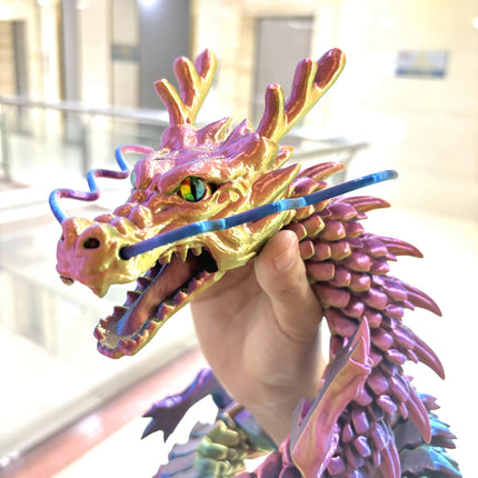 85Cm/33.46In Super Large Open-Mouth Chinese Dragon Moveable Joints Animal Model Home Desktop Decoration Ornament Gift Collectible Statue
