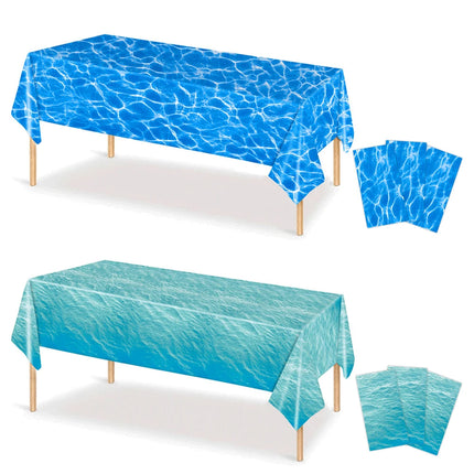 Sea Wave Tablecloth 54x108Inch Water Ripple Plastic Tablecloth Ocean Mermaid Party Table Cover Summer Beach Pool Birthday Decors