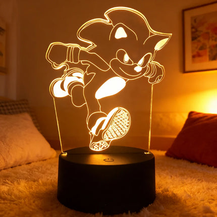 Sonices The Hedgehog Harajuku Anime Figures 3D LED Night Lights Cute Cartoon Home Bedroom Decoration Table Lamps Kids Toys Gifts