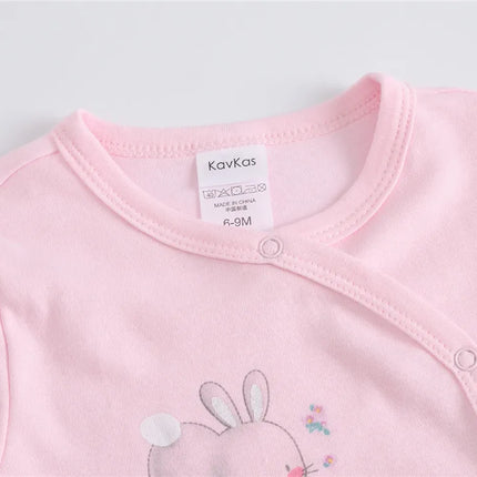 Kavkas Long Sleeve Baby Girls Rompers Cute Rabbit Design Cotton Autumn Clothes 0-12 Months Infant Jumpsuit