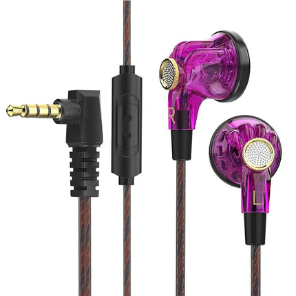 QKZ MDR Flat-Head Headphones 16MM Large Dynamic HIFI Bass Sport Earbuds Music Wired Earphones 3.5MM AUX Headset In Ear With Mic