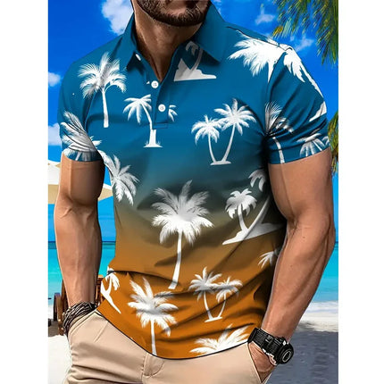 Summer Short Sleeved 3D Digital Printed Men's Fashion Casual Polo Shirt