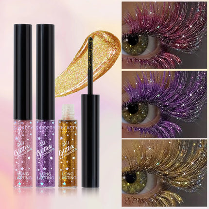 5colors Shining Diamond Mascara Waterproof Glitter 3D Volume Eyelashes Quick Dry Sequins Lashes Festival Party Makeup 5ml