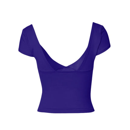 Lamuusaa y2k Tops Women Summer Clothes Sweet Solid Color V Neck Short Sleeve T Shirts Tanks 2000s Aesthetic Tees Streetwear