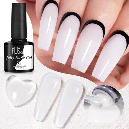 AWStorG 7.5ml Milky Jelly White Gel Nail Polish Translucent Semi Permanent Soak Off UV LED Gel Varnish Manicure Nail Art
