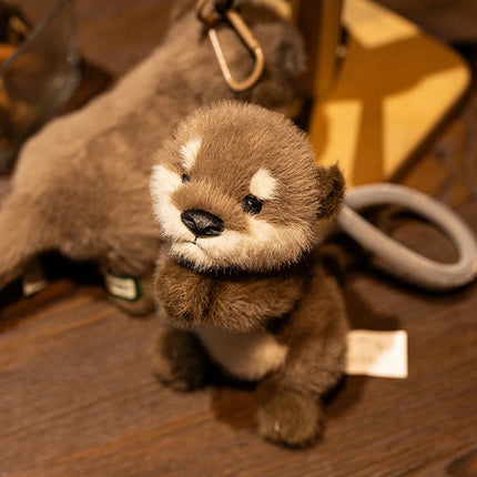 Cute Otter Plush Keychain Realistic Stuffed Otter Animal Pendant Doll Soft Plushies Key Ring for Bag Decoration Gifts Girl