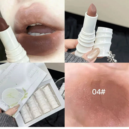 QIBEST New Exquisite Symphony Matte Lipstick Matte Soft Mist Korean Cosmetics Light Color Colorful Lasting Shiny Lipstick Makeup