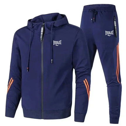 2026 New Trendy Mens Tracksuit Zip-up Hoodie Black Sweatpants Urban Casual Fashion Sportswear 2pcs Set Autumn Winter Warm Outfit