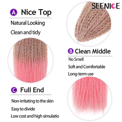 Brazilian Braids Synthetic Crochet Hair Afro Curls Braiding Hair Extensions For Women African Braided Kinky Curly Hair OmbrePink