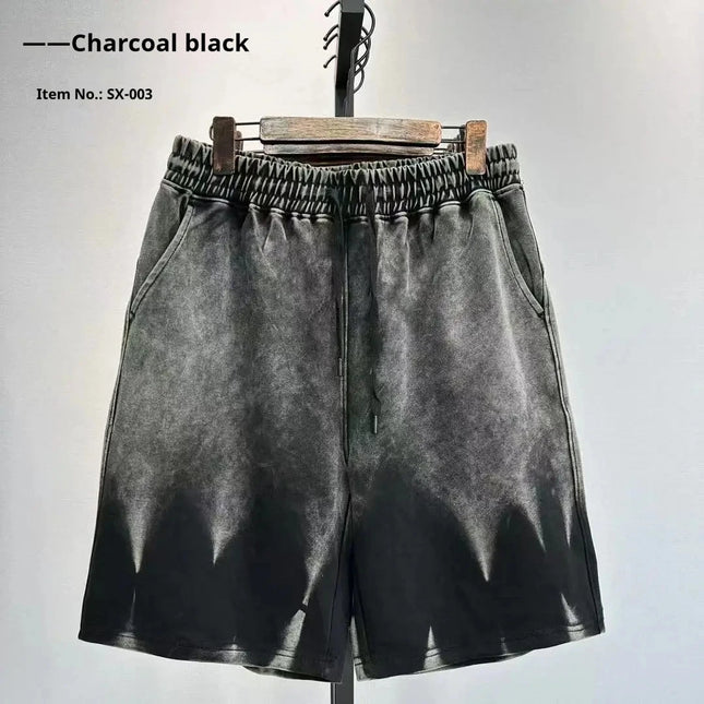 2025 Men's Casual Distressed Washed Shorts Loose Spring and Summer Solid Color Fashionable Streetwear Outdoor Breathable