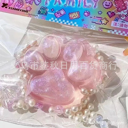 Hot Selling Russian Strawberry Cat Paw Squeeze Toy Cute Stress Relief Plush Soft Fidget Game Same