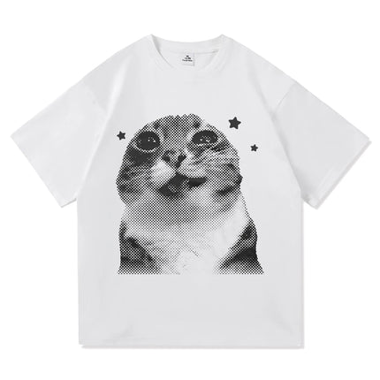 Camiseta Y2K con un divertido patrón de gato no creo que sea una camiseta de khmer para mujeres