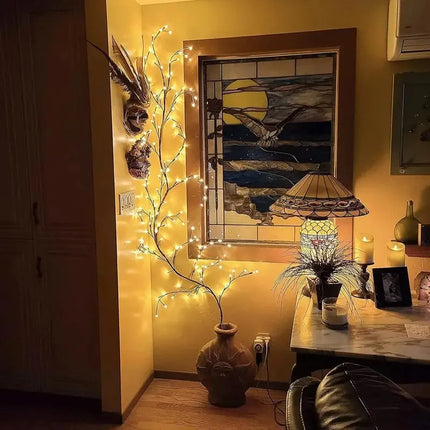 144 LED USB Wall Decoration Lights Willow Vine Branch Lights Warm White Light for Room Kitchen Wedding Christmas Halloween Decor