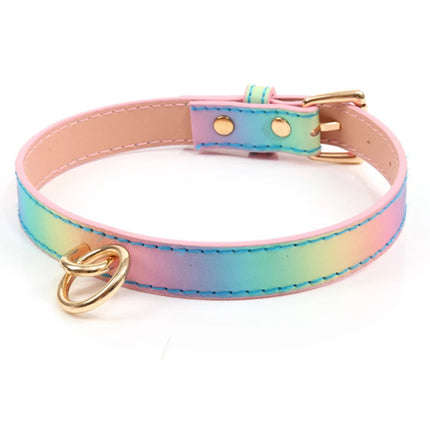 Adult SM Products BDSM Sex Toys Bondage Rainbow Neck Collar With Leash Sex Stimulation Flirting Toys Sexy Restraint For Couples