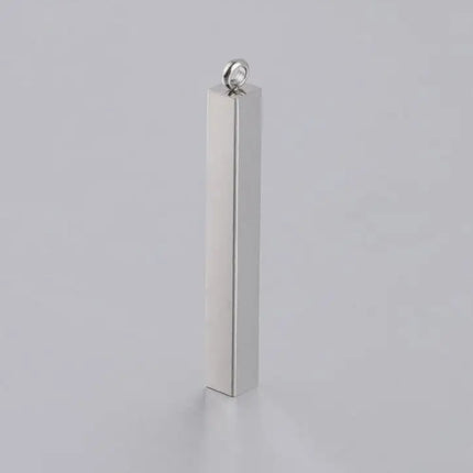 10Pcs/Lot Stainless Steel 3D Gold Color Stamping Bar Blank 5x40mm Long Square Pendant Charms for DIY Jewelry Making