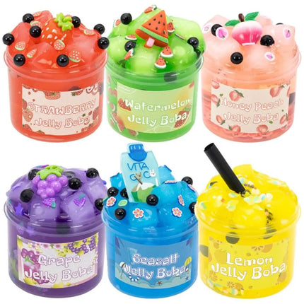 Soft 300ml/70ml Slime Kit Fruit Crunchy Non-Sticky Jelly Cube Slime Glitter Stress Relief Clear Slime Party Favor Gifts
