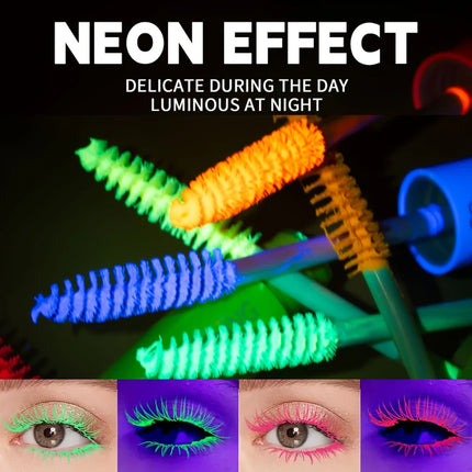 Colorful UV Mascara,Long-lasting Neon Mascara Curling Mascara Glow-in-the-Dark Eyelash Eye Makeup Club Parties Makeup Cosmetics