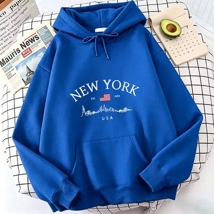 NEW YORK Letter Print Hoodies Spring Autumn Winter Casual Hoodies Sweatshirts Men Women Trendy Aesthetic Top