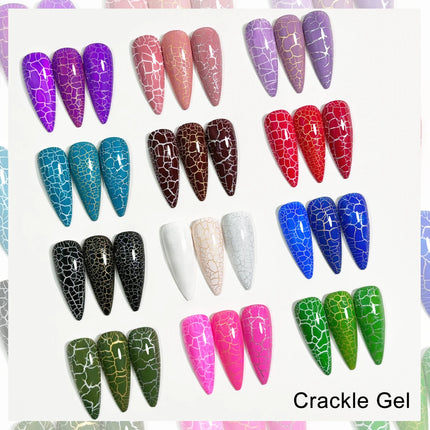 Crackle Nail Polish Gel, 7ML/0.24oz - Hypoallergenic, Acetone-Free, Blow-Dryable for Quick Cracking Effect