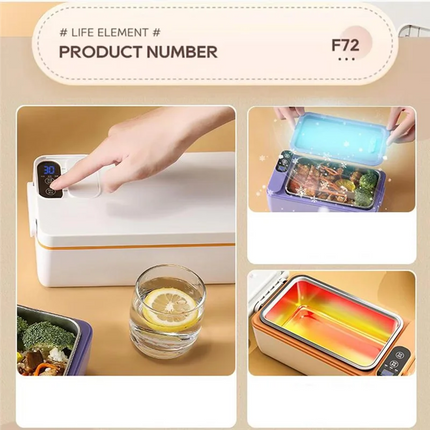 Stainless Steel Electric Lunch Box - Large Capacity, Portable For Office & Car, Self-Heating, Ideal For Travel & Work
