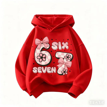 Autumn SIX SEVEN 67 Digit Print Children's Hoodies Boy Girl Casual Fashion Sport Pullover Kid Comfortable Fleece Sweatshirt