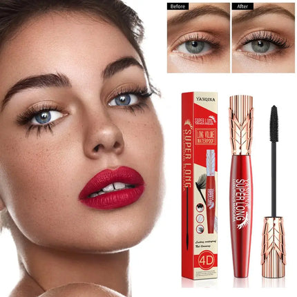 4D Mascara Waterproof Extra Volume Long -lasting Hyper Lengthening Eyelash Non-smudging Eyelashes Black Mascara