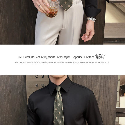 Men's White Long-Sleeve Dress Shirt - Slim Comfortable Fabric. Ideal for Formal Events & Everyday Wear. Classic & Modern Design