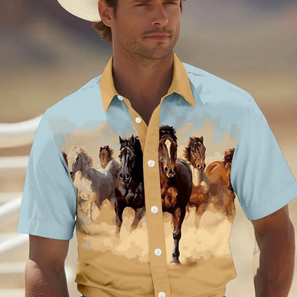 Floral western style Tribal Hawaiian shirts 3D Print Men's Summer Loose Beach Oversize Short-sleeved Top Men's Shirts For boy