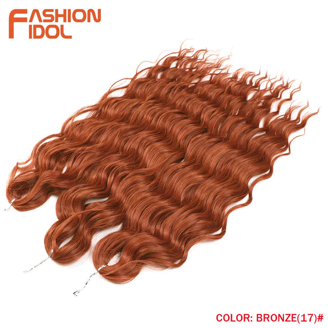 Anna Hair Synthetic Loose Deep Wave Braiding Hair Extensions 24 Inch Water Wave Braid Hair Ombre Blonde Twist Crochet Curly Hair