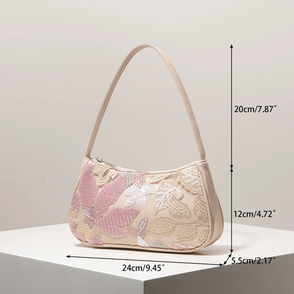 Shoulder Bag,Floral Pop,Sequin Bag,Embroidery,Gala Night,Party Outfits,Prom Bag,Wedding Items,Elegante,Valentine,Random Pattern