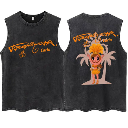 Wash KAROL G 2025 New Album Tropicoqueta Tank Tops Men Women Aesthetic T Shirt Casual Oversized 100% Cotton Sleeveless T Shirts