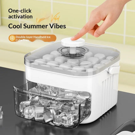 Hot Food-grade Ice Cube Mold Bucket, Press-type Ice Cube Mold, Refrigerator Frozen Ice Cube Food Storage Box Tray