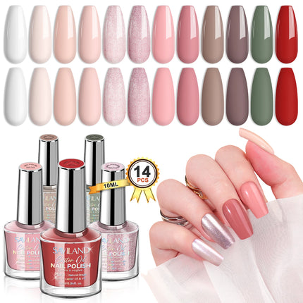 SAVILAND 12 Color Pastel Nail Polish Set Quick Dry Non Gel Formula with Castor Oil Base Top Glossy Coat for Manicure Art