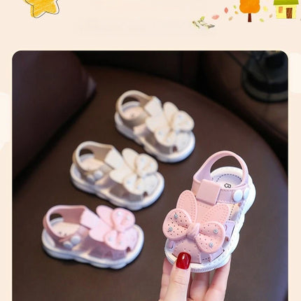 Solid Bow Children's Summer Shoes Cute PVC Beach Non Slip Sandals For Baby Girls Footwear Soft Infant Kids Fashion Sandals
