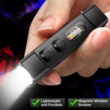 Mini Keychain LED Flashlight USB Rechargeable Waterproof Magnetic EDC Torch Pocket Light for Outdoor Camping Hiking Emergency