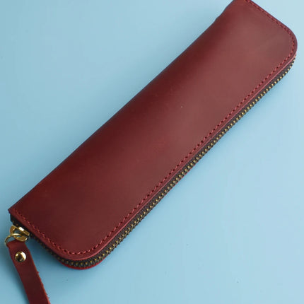 Nature Cowhide Pencil Case Zipper Pen Holder Organizer Protection Bag Handmade Genuine Leather Pencilcase Office School Supplies