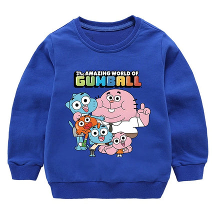 The Amazing World Of Gumball Printed Sweatshirts For Kids Clothes Boys Girls Pure Cotton Pullover Children's Basic Hoodies