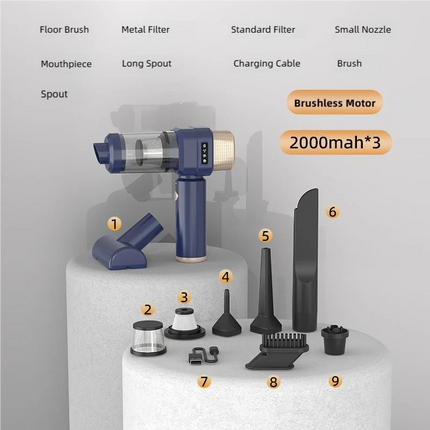 TINSOL 22000PA 3-in-1 Car Vacuum Cleaner Portable Handheld Car Cleaner Strong Suction Mini Wireless Handheld Vacuum Cleaner