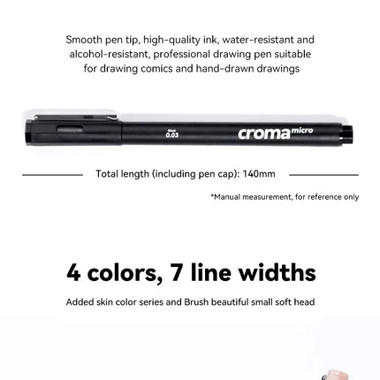 Micron Liner Fineliner Pen 0.05 0.03 0.1 0.5 Brush Tip Black Brown Fineliner Sketching Manga Drawing Pen Color Sketch Stationery