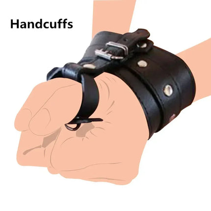 Stainless Steel/PU Thumb Toes Bondage Cuffs AnkleCuffs BDSM Slave Restraints Bondage Adult Sex Toys for Couples with Chain