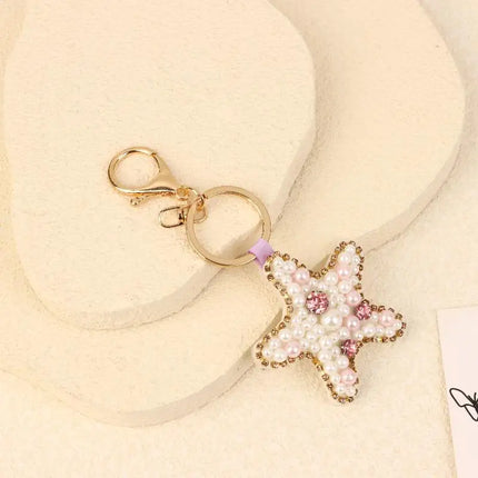 Rhinestone Lobster Beaded Keychain Pretty Hand Sewn Bag Charms Crab Shells Turtle Hanging Rope Patches Applique Bag Lanyard