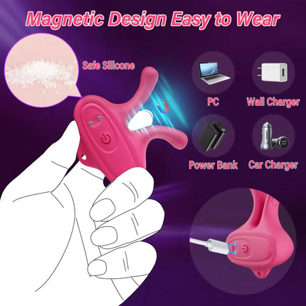 Vibrador Magnetic Nipple Clamps Vibrating Adult Sex Toys 9 Vibration Modes Silicone Nipple Stimulation for Women Couple Play