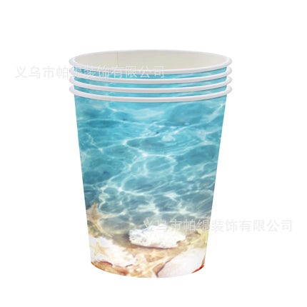 10Guests Wave Ripples Party Disposable Tableware Sea Beach Party DIY Sea Star Shell Summer Birthday Babyshower Supplies