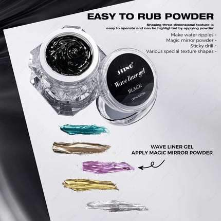 JTING 1/3pcs Professional Black Wave Liner Gel Polish 3D Effect Sticky Diamond Modelling Gel Nail Polish
