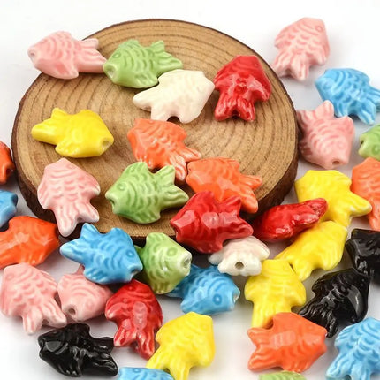 10Pcs Retro Small Fish Beads Charms Ceramic Spacer Loose Beads For Jewelry Making DIY Bracelet Accessories ﻿