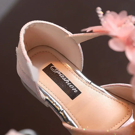 Summer New Style Children's Sandals Girls Fashion Rhinestone Flower Princess Shoes Little Girls Soft Soled Dance Shoes Girls