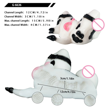 SHAZ Bound Sexy Milk Cow Silicone Stroker, Bionic Cow Nipple & Tail Design, Realistic Vagina Onahole, Tight Masturbator for Men