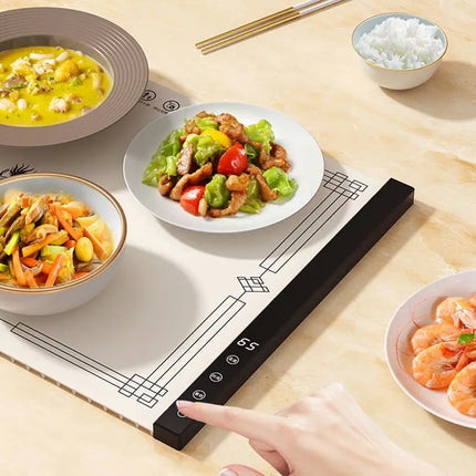 Flexible rollable food warming board, multi-functional food warming board, silicone household folding electric heating placemat