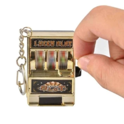 Mini Fruit Slot Machine Keychain Lucky Charm Jackpot Keychains Mini Casino Pendant Bag Charm Novelty Gifts for Kids Adults